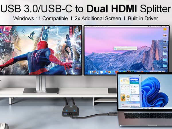 hdmi splitter 1 in 2 out extended display