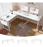 Pamray 64.5 Inch Reversible L Shaped Gaming Desk Large Corner Computer Desk with Storage Bag Home...