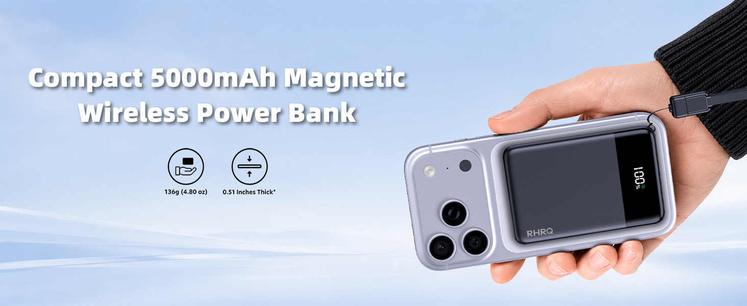 Compact 500omAh Magnetic Wireless Power Bank