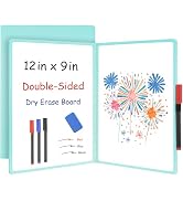 Small White Board Dry Erase, 12'' x 9'' Portable Whiteboard Notebook Blue | Double-Sided A4, Reus...