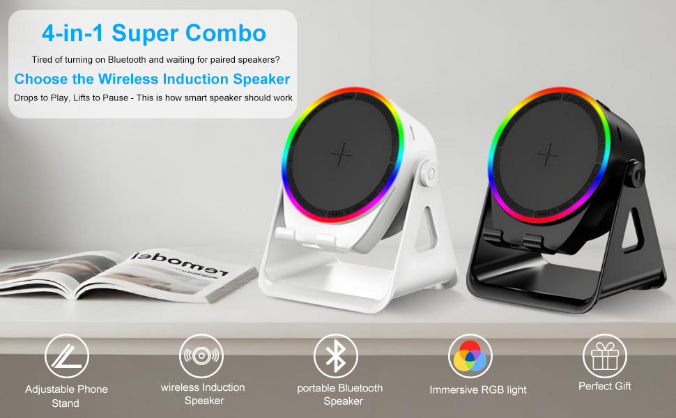 white Wireless Induction Audio Bluetooth Speaker