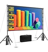 VntB Outdoor Projector Screen with Stand, 150 inch Portable Projection Screen Wrinkle-Free 16:9 4...
