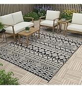 RURALITY Outdoor Rugs 9'x12' Waterproof for Patios Clearance,Plastic Straw Mats for Backyard,Porc...