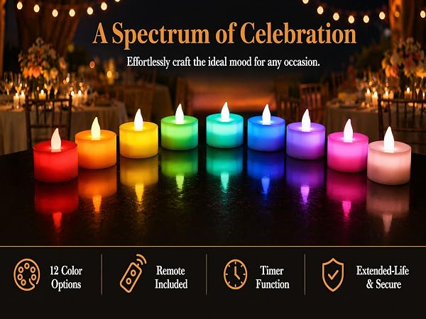 Colorful Flickering Tea Light Flameless Candle