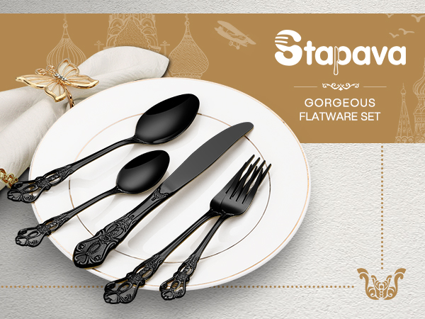 black cutlery set