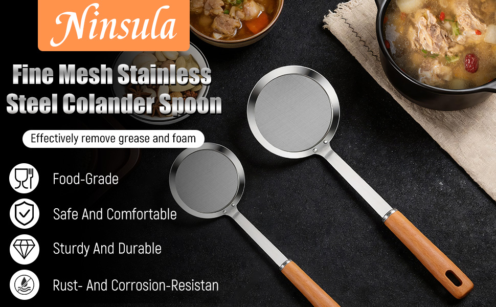 2PCS Fine Mesh Stainless Steel Colander Spoon