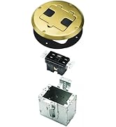 RACO Floor Box Kit 6239ACBP Brass 15A/125V Duplex Receptacle Outlet with USB Ports, Single Gang E...