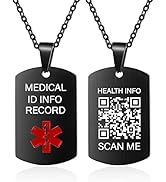 Theluckytag Medical Alert Necklace for Men Women Kids - 19'' Stainless Steel Medical Necklace Eng...