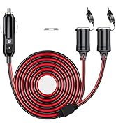 DC 12V/24V 1 to 2 Car Cigarette Lighter Splitter Power Charger Adapter, 6.6FT/79inch 240W 2-Way C...