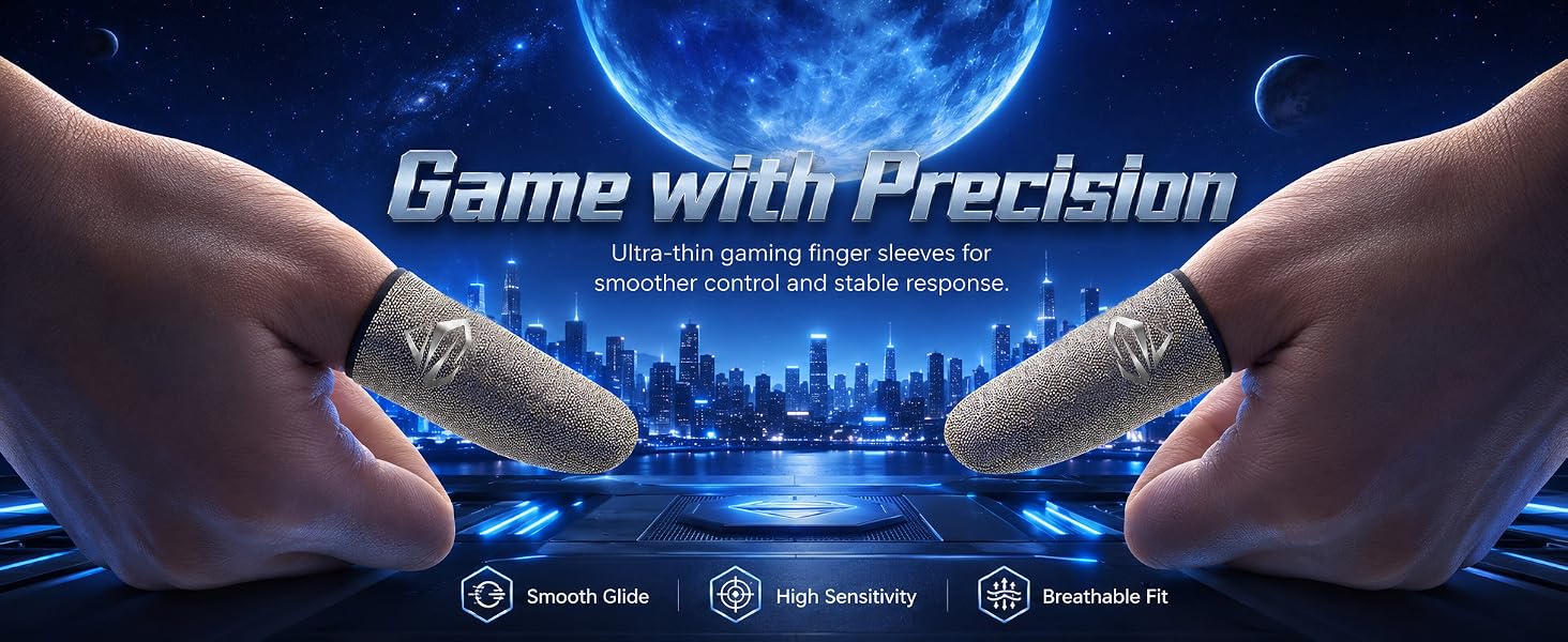 Game with precision using ultra-thin gaming finger sleeves
