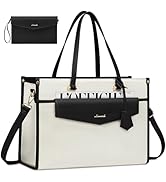 LOVEVOOK Laptop Bag for Women, 15.6 inch Canvas Laptop Tote Bag Work Bag for Women, Professional ...