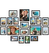 upsimples Picture Frames set of 19, Including 8x10, 5x7, 4x6 Black Frame | Multi Picture Frames C...