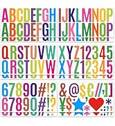 12 Sheets Colorful Letter Number Stickers, 2.5'' Self Adhesive Vinyl Letters and Numbers Kit for ...