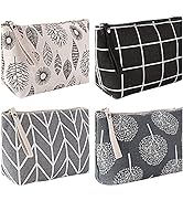 SUMAJU 4 Pcs Canvas Cosmetic Bag, Multi-function Travel Makeup Bag Cosmetic Pouch with Zipper Tra...
