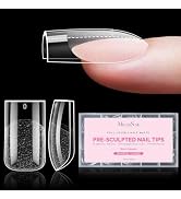 MelodySusie Short Square Apex Nail Tips, 15 Sizes 150Pcs | Half Matte Full Cover Clear Acrylic Fa...