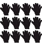 12 Pairs Kids Winter Gloves Toddler Full Fingers Knit Gloves Children Stretchy Warm Gloves Bulk f...