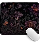 PaJiaNi Dark Cottagecore Mouse Pad,Black Floral Mouse Pads,Vintage Wildflower Desk Mat Purple Bot...
