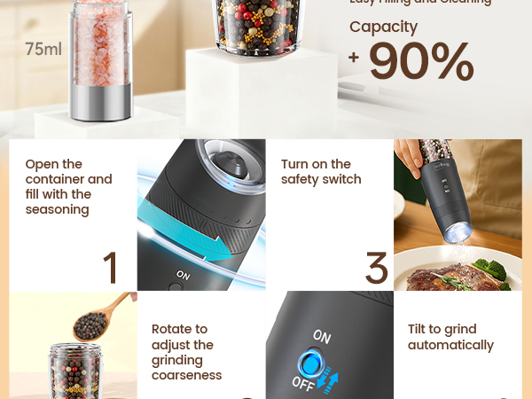 Introduction to the steps for using a pepper and salt grinder set