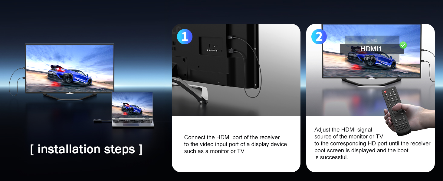 wireless hdmi transmitter and receiver installation setps