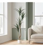 5.4FT Artificial Dracaena Tree in Pot, Evergreen Artificial Dracaena Marginata Plants Indoor, Dec...