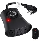 Lights Plug Timer Outdoor, Dusk to Dawn Electrical Timer Switch with Remote, Waterproof 3 Grounde...