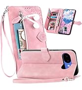 Fofvccv Zipper Wallet Case for Google Pixel 10A with 7 Card Slots, Women Retro Embossed Flower Fl...