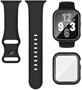 Compatible for Apple Watch Band 40mm 41mm and Case with Screen Protector, Soft Silicone Sport Str...