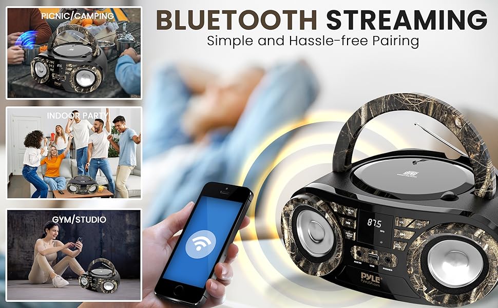 Portable CD Player Bluetooth Boombox Speaker