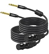 AuxLink XLR Female to 1/4 Cable 6ft 2 Pack, Balanced TRS to 6.35mm Gold-Plated Connectors Nylon B...