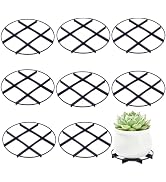 Chinflly 8 PCS Plant Saucer Stand,7.87 Inch Plastic Mesh Pad Plant Riser Flower Pot Level Feet Pl...
