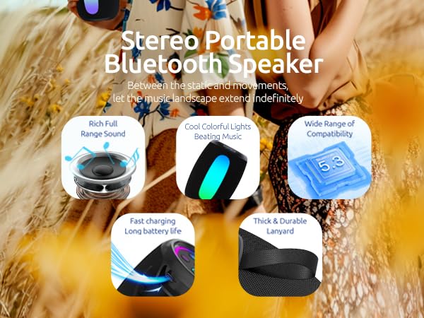 Portable Wireless Bluetooth Speaker, small outdoor speaker for campaing, beatch, hiking birthday
