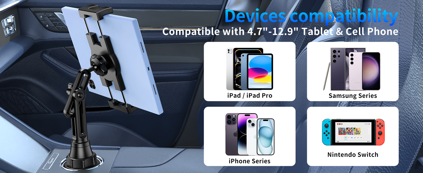 Devices compatibility Compatible with 4.7"-12.9" Tablet &amp; Cell Phone