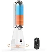2-in-1 Bladeless Heater and Cooler Fan - 1600W Quiet Space Heaters &amp; 8 Speeds Tower Fans with Rem...