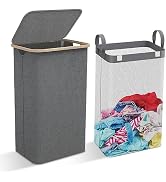 110L Large Laundry Hamper with Lid, Dirty Clothes Hampers for Laundry with Removable Bag, Collaps...