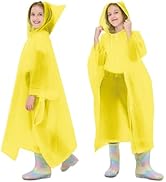 TUNCHMO 2 Pack Kids Rain Ponchos Reusable EVA Ponchos with Drawstring Hood, Waterproof Jacket for...