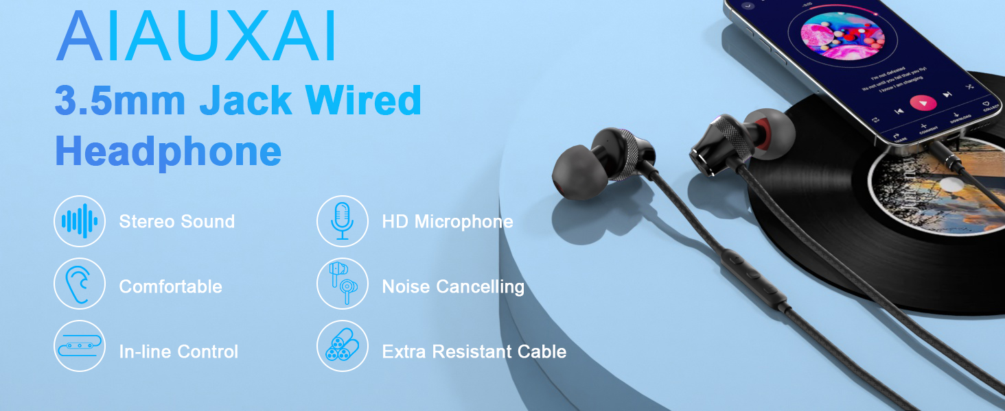 Wired Headphones with Mic for Samsung/iPhone/iPad/Google/PC Laptop