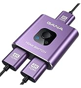 HDMI Switch 4k@60hz Splitter, GANA Aluminum Bidirectional HDMI Switcher 2 in 1 Out, Manual HDMI H...