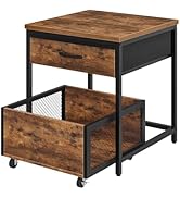 CHOEZON End Table, 19.7 Inch Square Side Table, Mini Fridge Stand with Storage, Nightstand with M...
