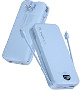 citicr Portable Charger Power Bank, 20000mAh PD20W USB C Fast Charging with Built-in Cables &amp; Wal...