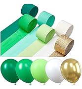 PartyWoo Green Balloons, 51 pcs Party Decorations Pack of Latex Balloons and Crepe Paper for Ball...
