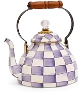 MACKENZIE-CHILDS Violet Check 3 Quart Tea Kettle