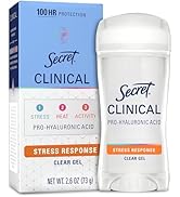 Secret Clinical Strength 100HR Sweat &amp; Odor, Stress Response Clear Gel Antiperspirant Deodorant f...