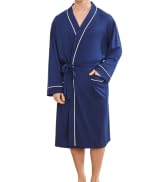 YOIPNEF Mens Lightweight Robe, Knit Kimono Bathrobe Spa Sleepwear Soft Knee Length Robe With Pockets