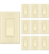 [10 Pack] BESTTEN Ivory Single Pole Decorator Wall Light Switch with Wallplate, 15A 120/277V, On/...