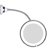 JiBen Flexible Gooseneck LED Lighted 10X Magnifying Makeup Mirror with Power Locking Suction Cup ...