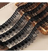 LYXMYGS Lace Trim Ribbon, Ruffle Ribbon, 6-Yard Black Lace Ribbon,1.8 Inch Width Blacks Laces Tri...