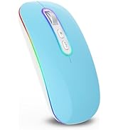 cimetech LED Wireless Mouse, 1600 DPI Rechargeable Silent Bluetooth Mouse with USB Receiver, Slim...