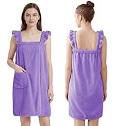 PJGGZ Towel Wrap for Women - Ruffled Straps Absorbent &amp; Quick Dry Towel Bathrobe, Lightweight for...