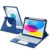 Harvopu for iPad 10th/11th Generation A16 Case with Keyboard, 360 Rotation Detachable Cover with ...