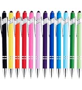 LINFANC 12 Pack Ballpoint Pen with Stylus Tip, 1.0 mm Black Ink Smooth Writing Pens, Metal Stylus...